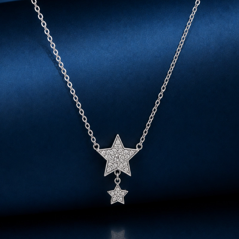 COLLAR DOBLE ESTRELLAS PLATA 925 MUJER RIALTO - 2