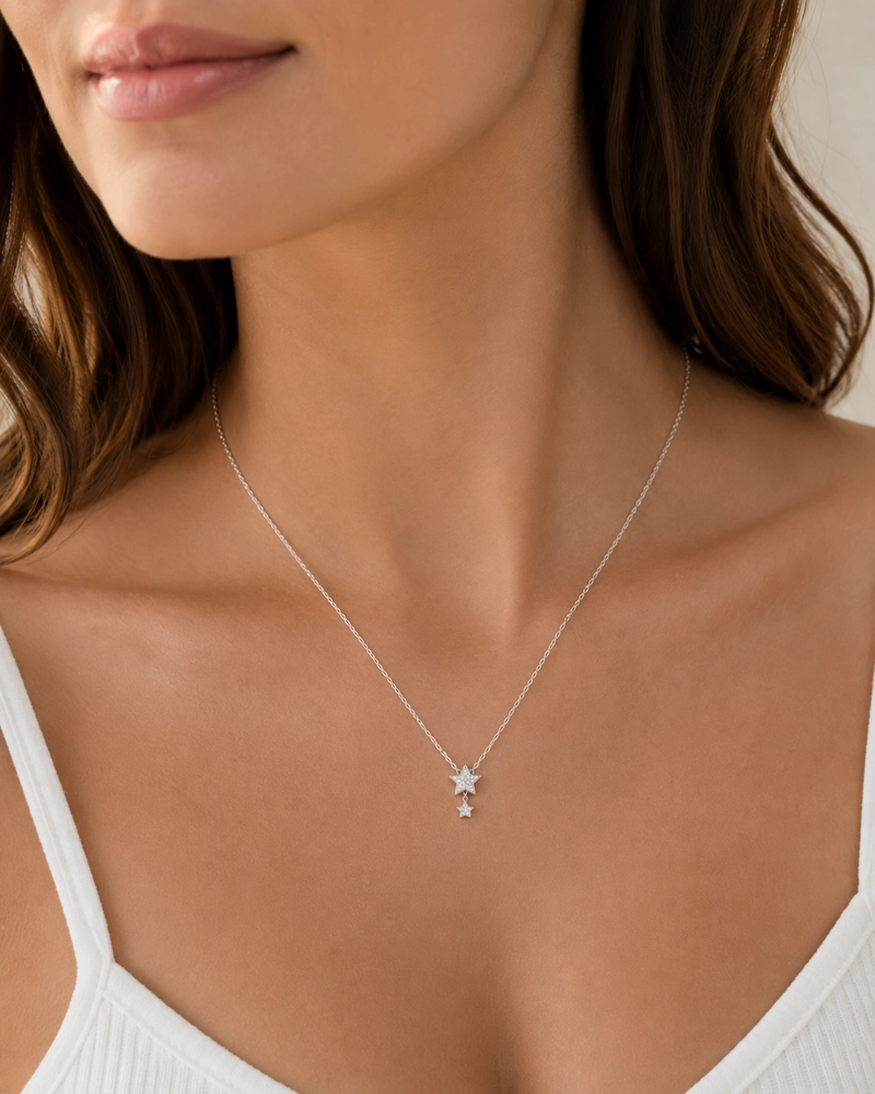 COLLAR DOBLE ESTRELLAS PLATA 925 MUJER RIALTO - 3