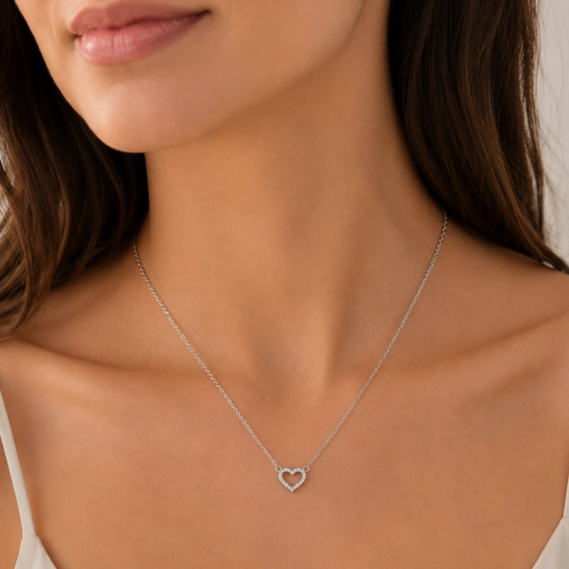 COLLAR CORAZÓN BLANCO DE PLATA 925 MUJER RIALTO - 3
