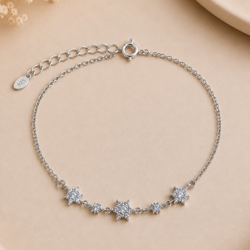 PULSERA FLORES BRILLANTE PLATA 925 MUJER RIALTO - 1