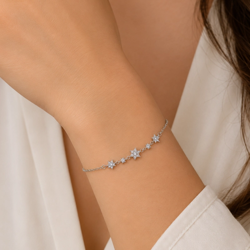 PULSERA FLORES BRILLANTE PLATA 925 MUJER RIALTO - 2