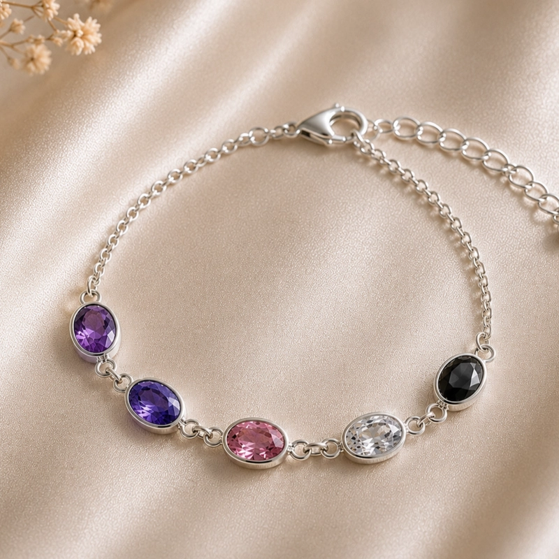 PULSERA PLATA CON CRISTALES COLORES MUJER RIALTO - 1