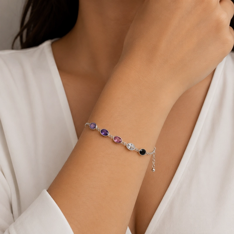 PULSERA PLATA CON CRISTALES COLORES MUJER RIALTO - 2
