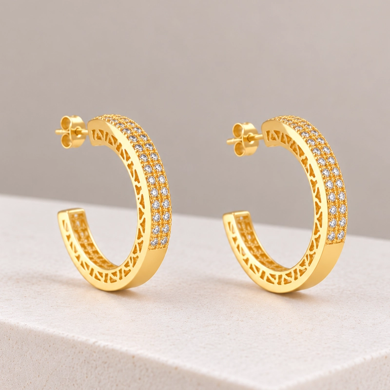 ARGOLLAS BRILLANTES ENCHAPE DORADO MUJER RIALTO - 1