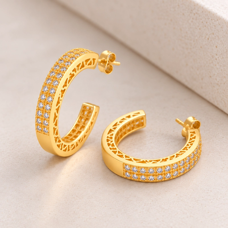 ARGOLLAS BRILLANTES ENCHAPE DORADO MUJER RIALTO - 2