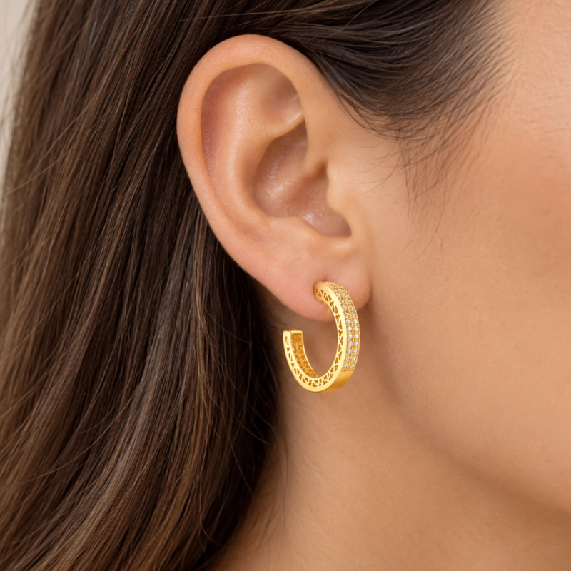 ARGOLLAS BRILLANTES ENCHAPE DORADO MUJER RIALTO - 3