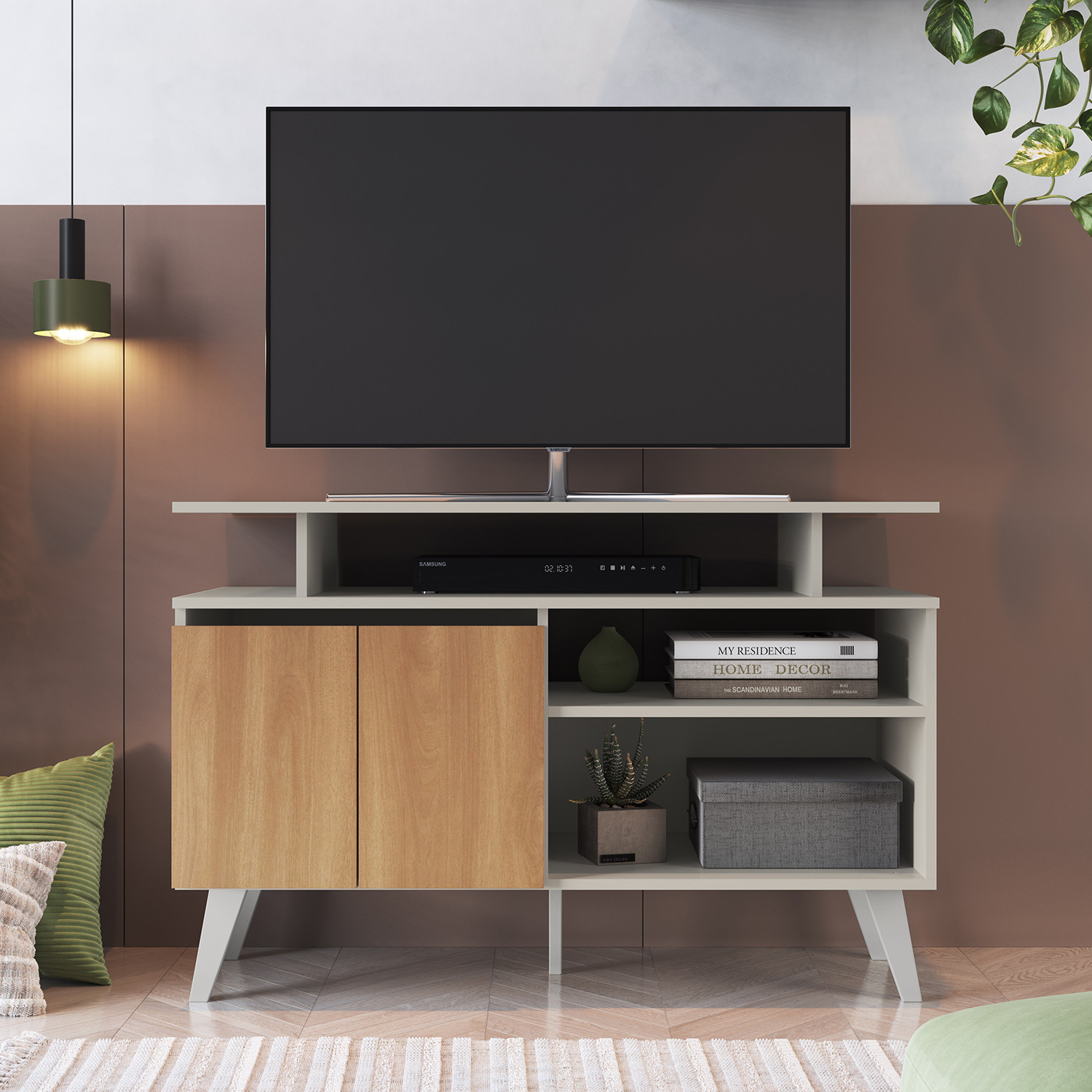 RACK TV AMUV MDP BLANCO TOKIO 72X108X42 CAFÉ - 2