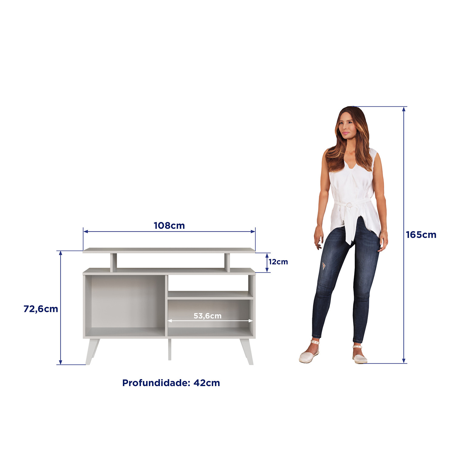 RACK TV AMUV MDP BLANCO TOKIO 72X108X42 CAFÉ - 3