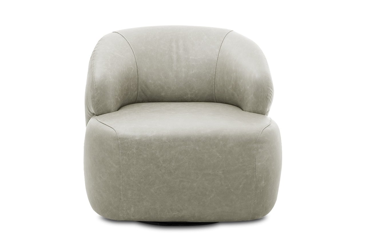 POLTRONA CUERO CHANDON GIRATORIA BEIGE - 1