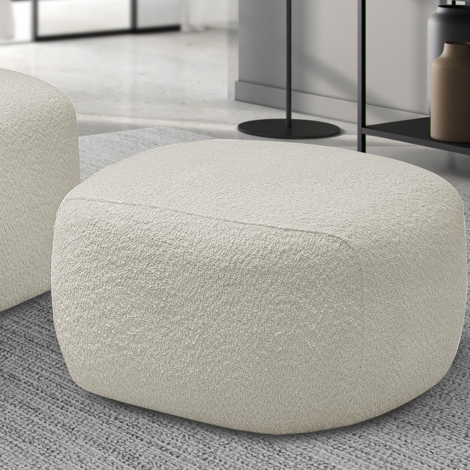 PUFF AMUV BLANCO TELA CHANDON BEIGE - 2