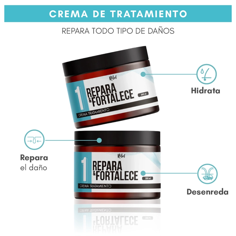 CREMA CAPILAR REBEL REPARA Y FORTALECE PASO 1 - 6