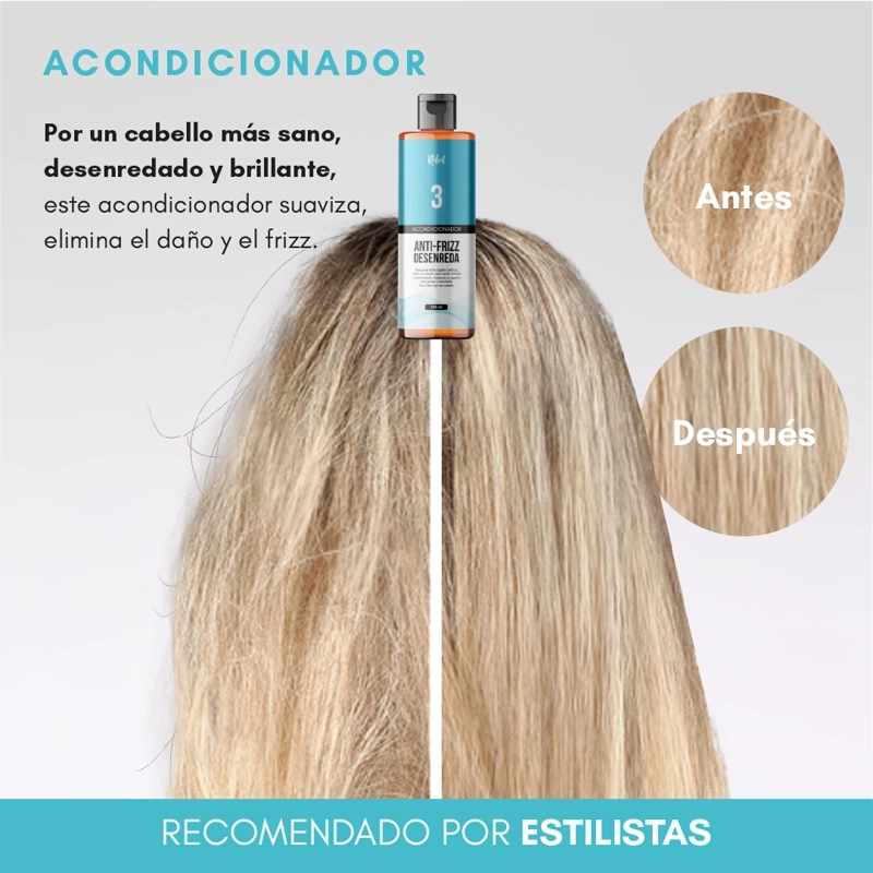 ACONDICIONADOR REBEL ANTI-FRIZZ DESENREDA Y BRILLO PASO 3 - 8