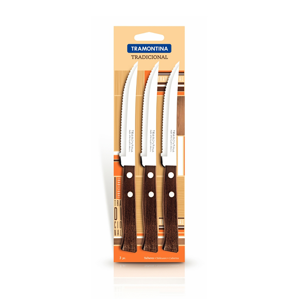 PACK 3 CUCHILLOS TRAMONTINA TRADICIONAL ASADO - 1