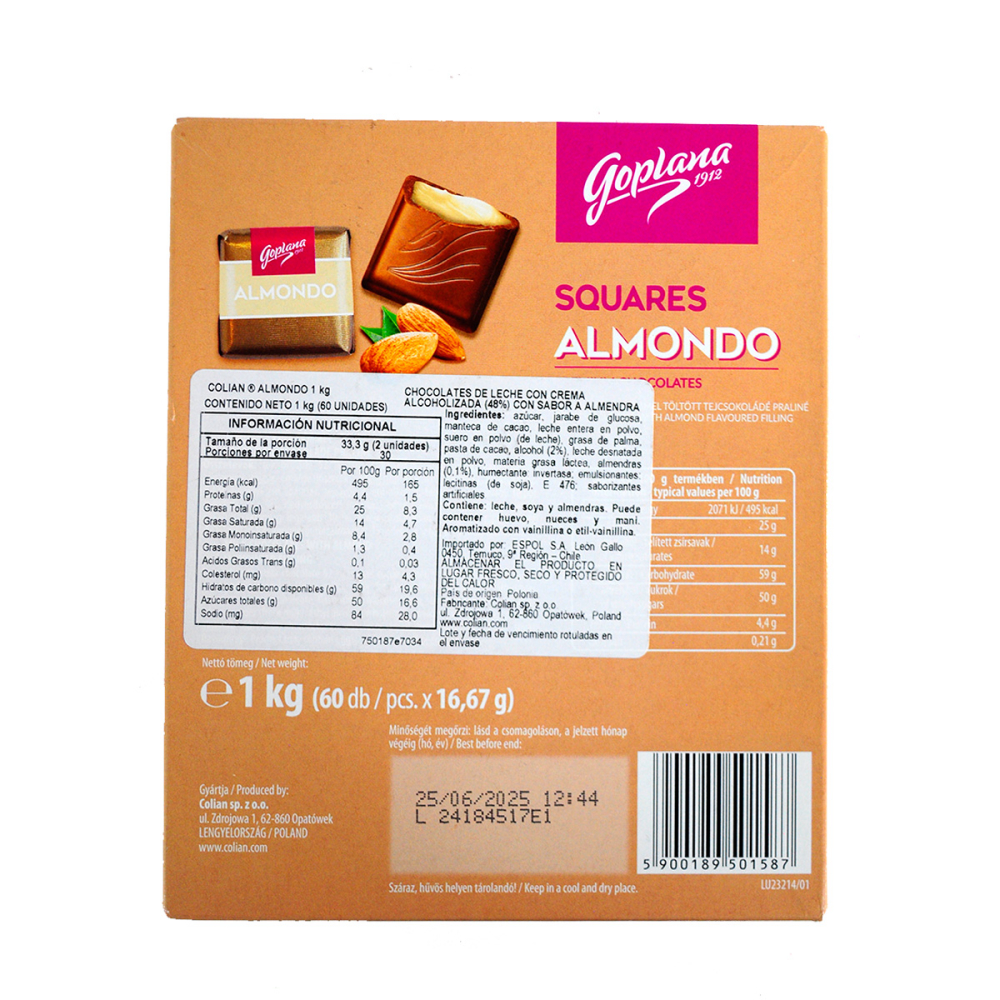 CHOCOLATES GOPLANA CAJA 1 KG BOMBON SABOR ALMENDRA - 5