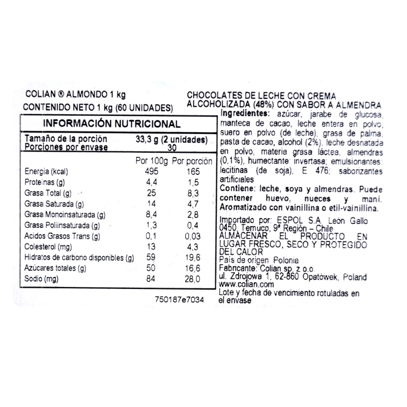 CHOCOLATES GOPLANA CAJA 1 KG BOMBON SABOR ALMENDRA - 6