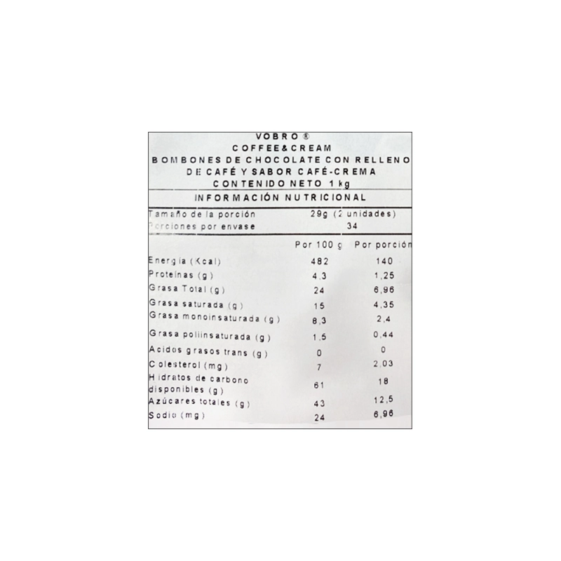 CHOCOLATES CAFE VOBRO BOLSA 1 KG BOMBON - 7