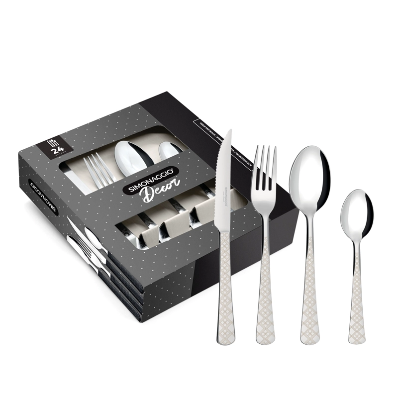 SET DE CUBIERTOS CAJA SIMONAGGIO DIAMANTE DECOR 24 PIEZAS - 1