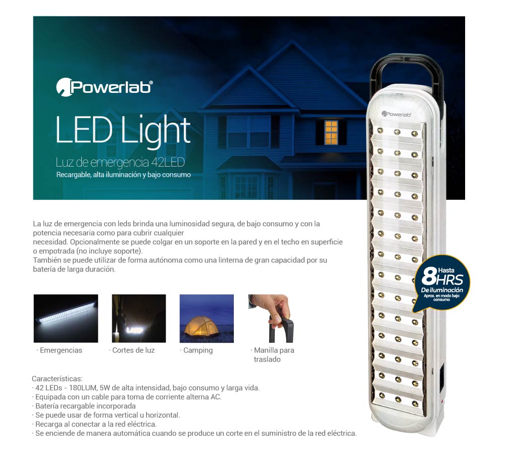 LAMPARA DE EMERGENCIA POWERLAB 42 LED - 4