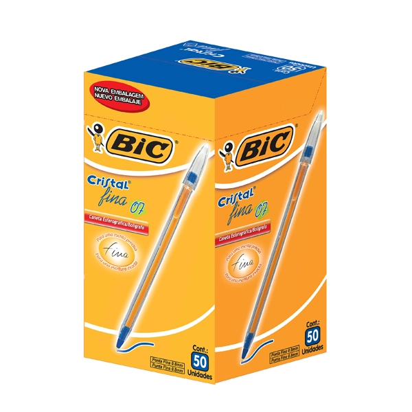 LÁPIZ PASTA BIC AZUL PUNTA FINA CAJA 50 UNIDADES - 1