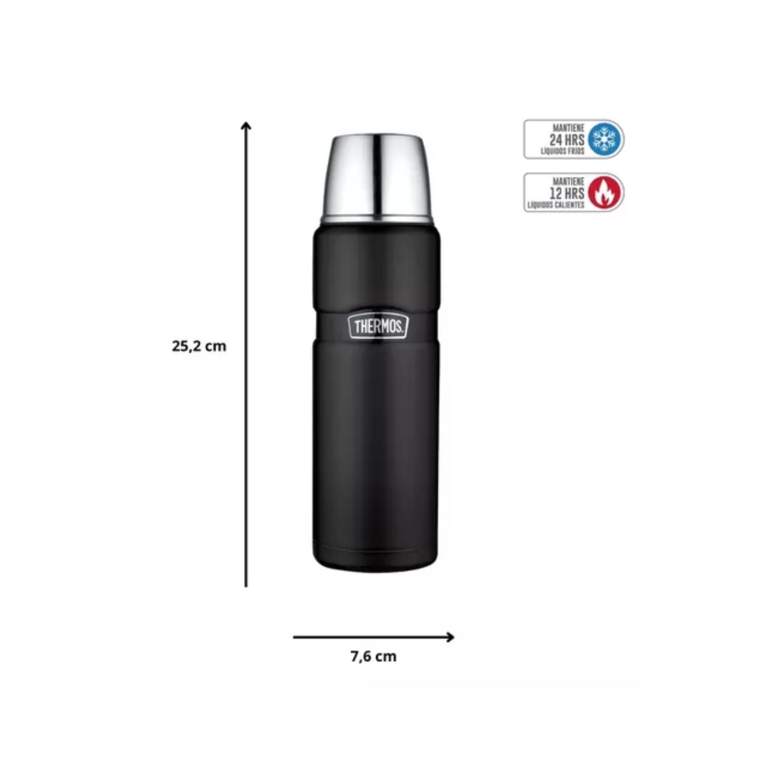 TERMO LIQUIDO THERMOS KING 470ML ACERO INOXIDABLE NEGRO - 5