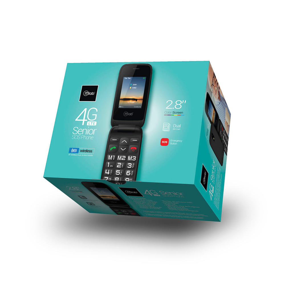 CELULAR MLAB SENIOR SHELL SOS 4G LTE NEGRO - 1