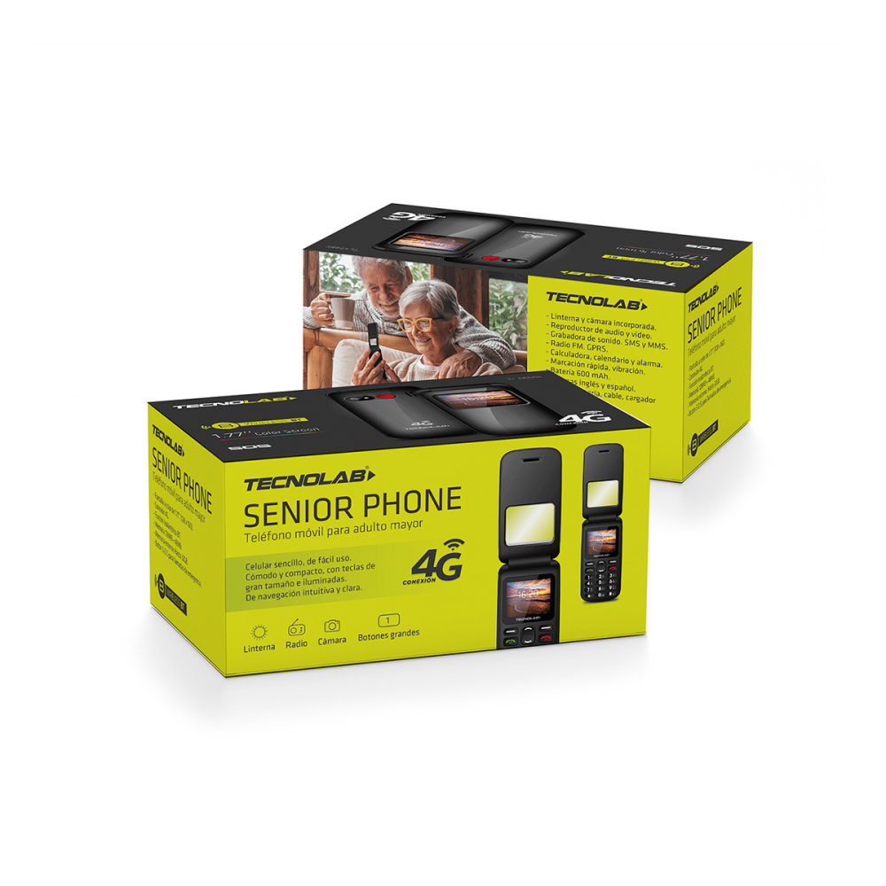 CELULAR SENIOR TECNOLAB SHELL SOS 4G 1.77 PULGADAS NEGRO - 7