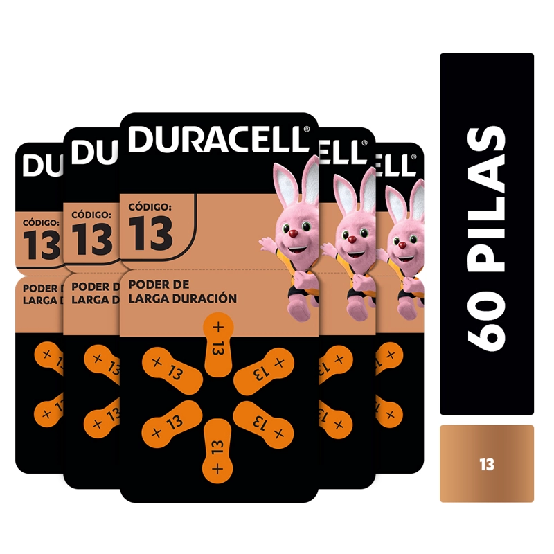 PACK 60 PILAS DURACELL AUDÍFONO TAMAÑO 13 - 1