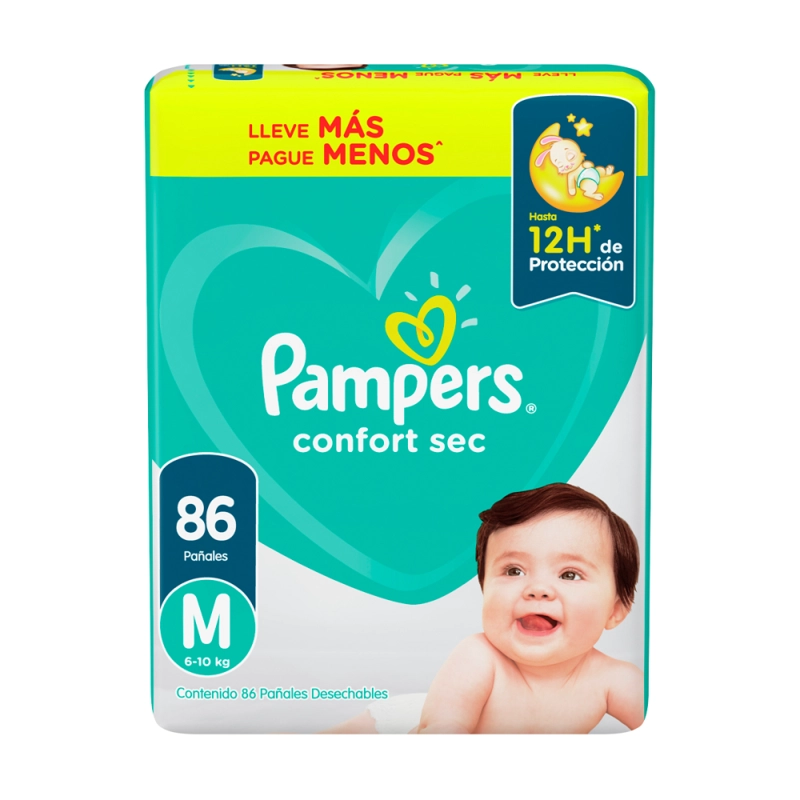 PAÑALES PAMPERS CONFORT SEC M X 86 UND - 1