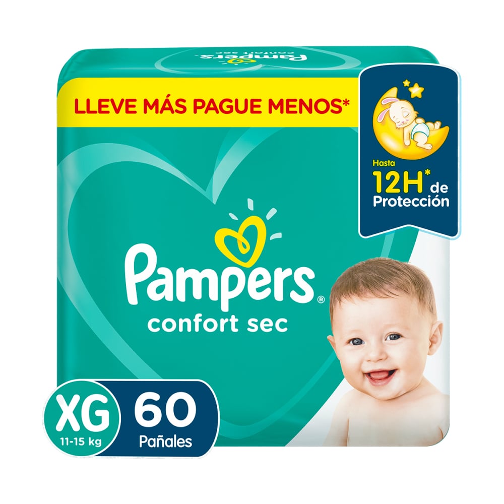 PAÑALES PAMPERS CONFORT SEC XG X 60 UND - 1