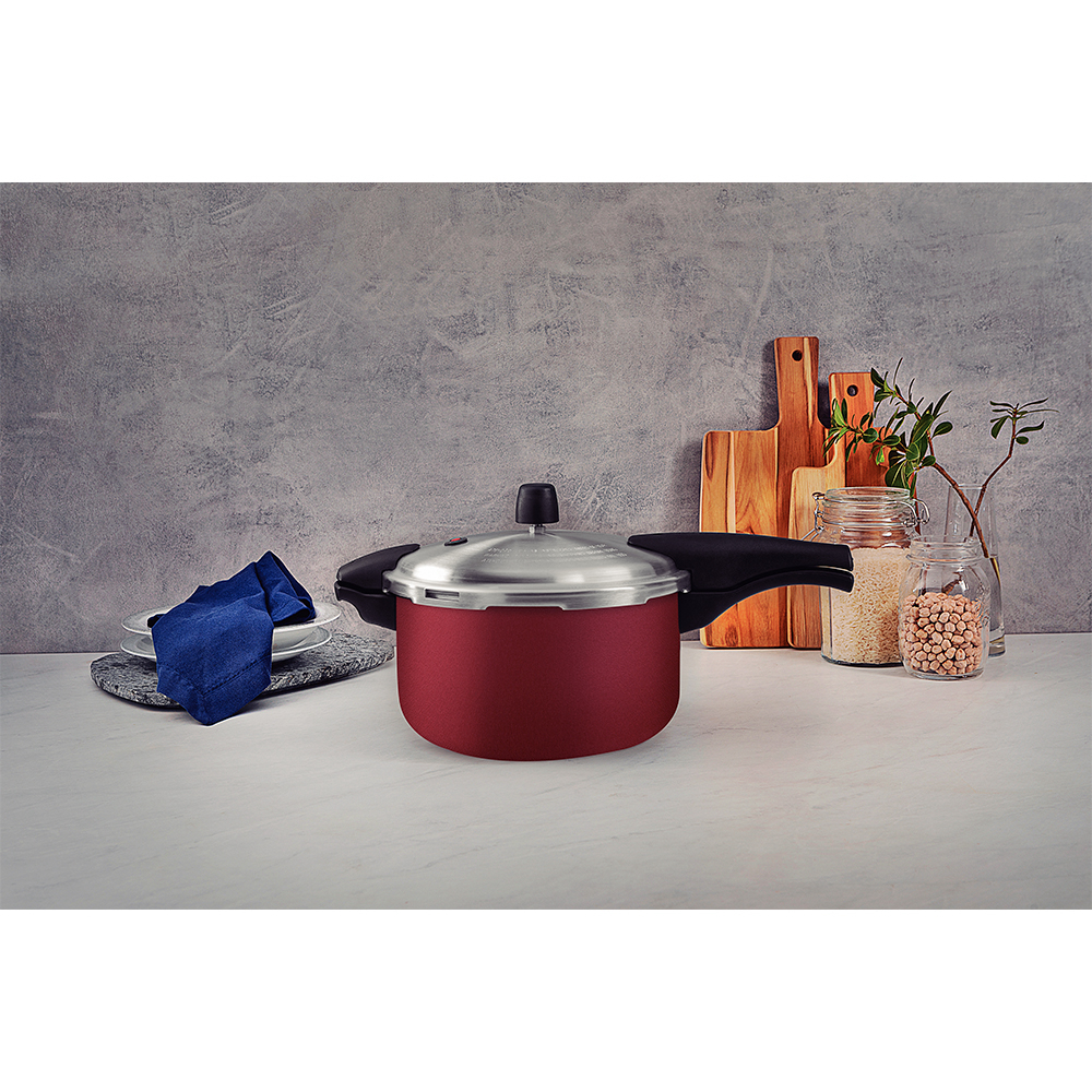OLLA A PRESION TRAMONTINA VANCOUVER 6 LITROS 24CM ROJO - 3