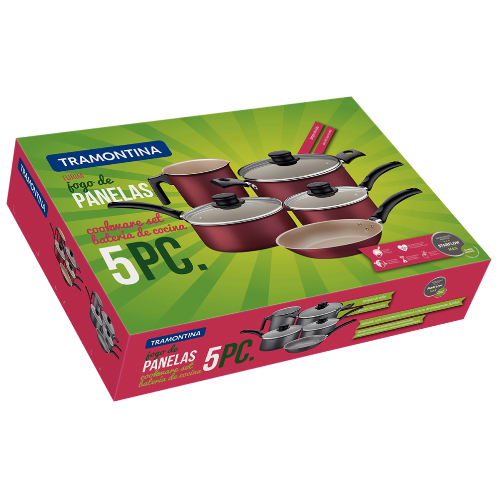 BATERIA DE COCINA JUEGO OLLAS TRAMONTINA TURIM 5 PZAS NEGRO - 3