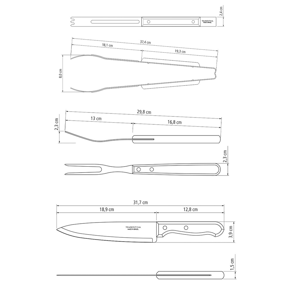 JUEGO PARA ASADO TRAMONTINA DYNAMIC SET 15 PIEZAS - 3