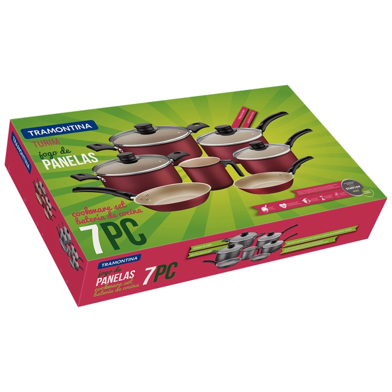BATERIA DE COCINA JUEGO OLLAS TRAMONTINA TURIM 7 PZAS NEGRO - 2