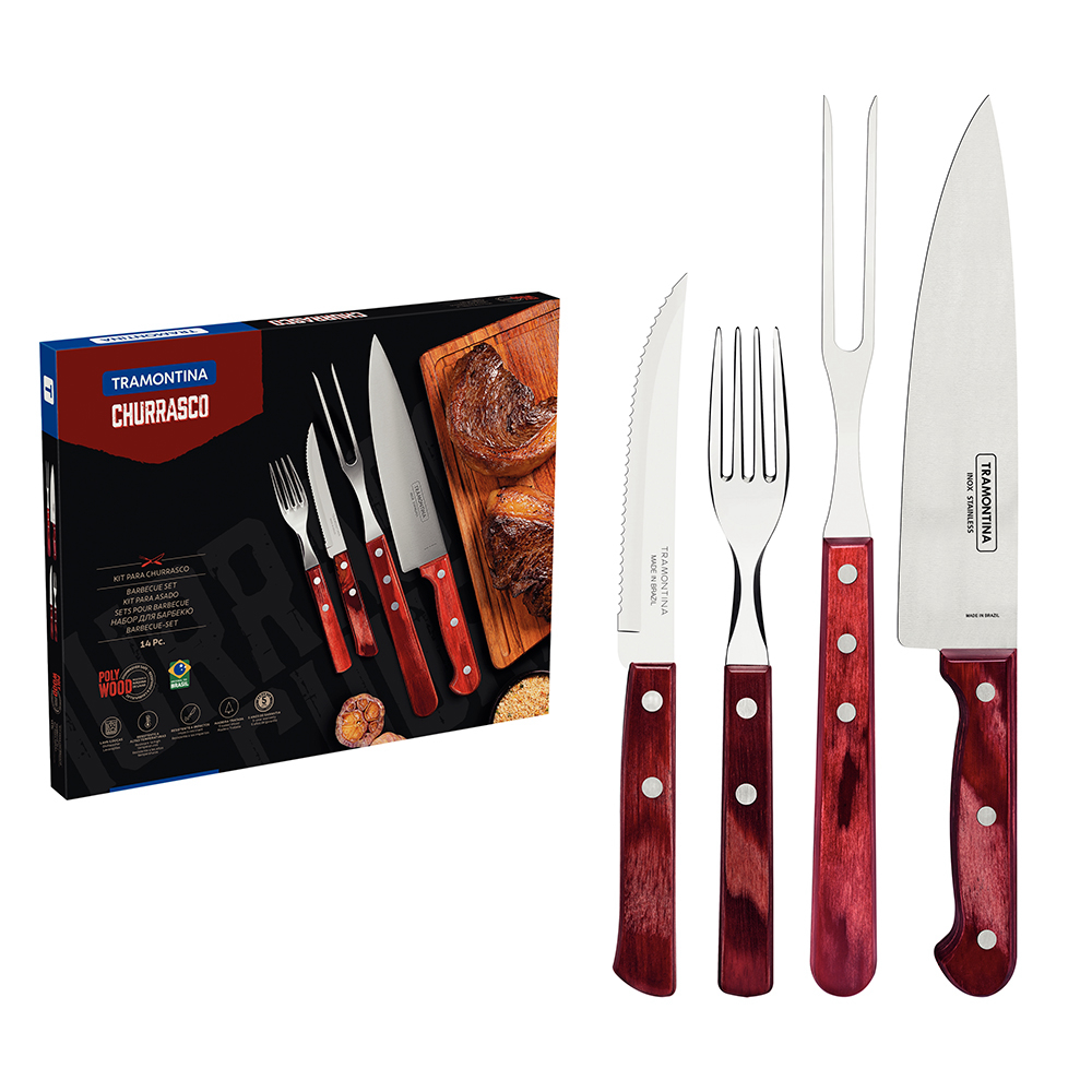 JUEGO PARA ASADOS TRAMONTINA POLYWOOD SET 14 PIEZAS - 1