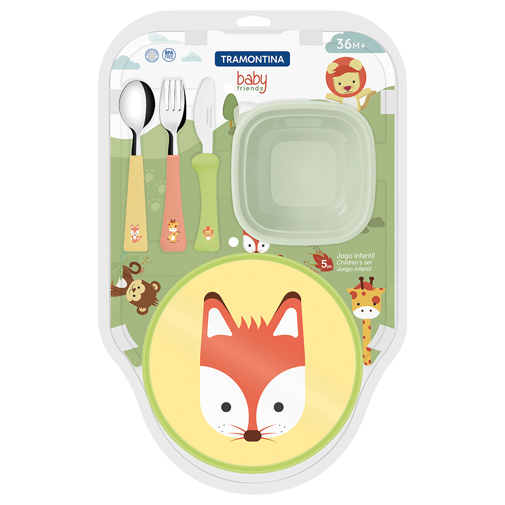 JUEGO DE CUBIERTOS INFANTIL TRAMONTINA BABY FRIENDS 5 PIEZAS - 3