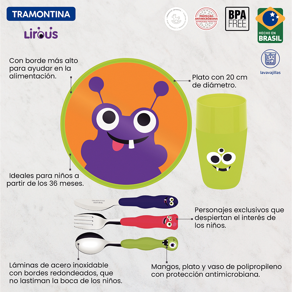 JUEGO DE CUBIERTOS INFANTIL TRAMONTINA LIROUS 5 PIEZAS - 3