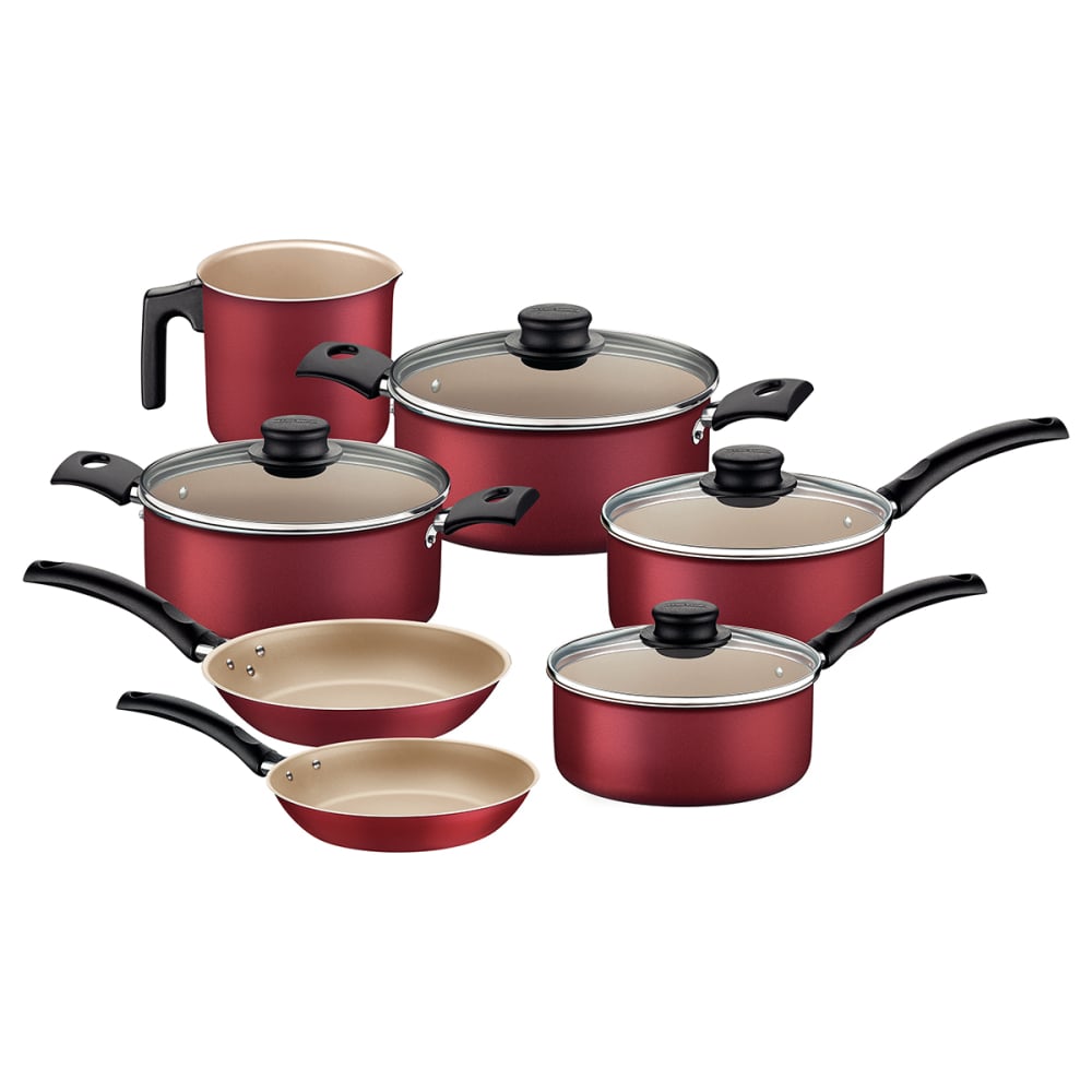 BATERIA DE COCINA JUEGO OLLAS TRAMONTINA TURIM 7 PIEZAS ROJO - 1