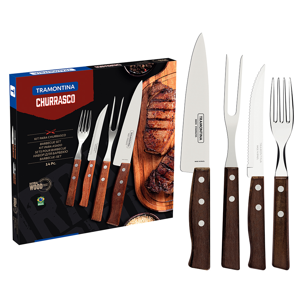 JUEGO PARA ASADOS TRAMONTINA CHURRASCO SET 14 PIEZAS - 2