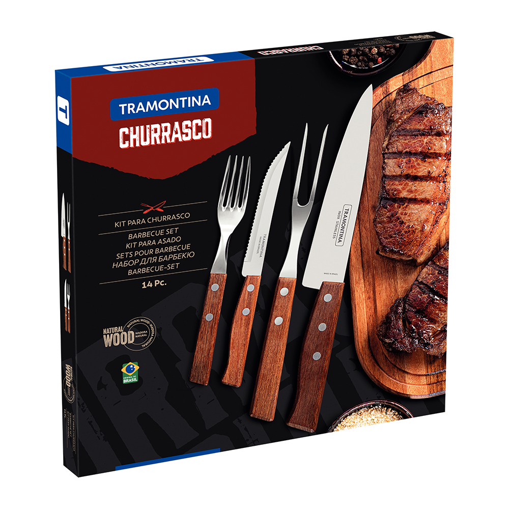 JUEGO PARA ASADOS TRAMONTINA CHURRASCO SET 14 PIEZAS - 4