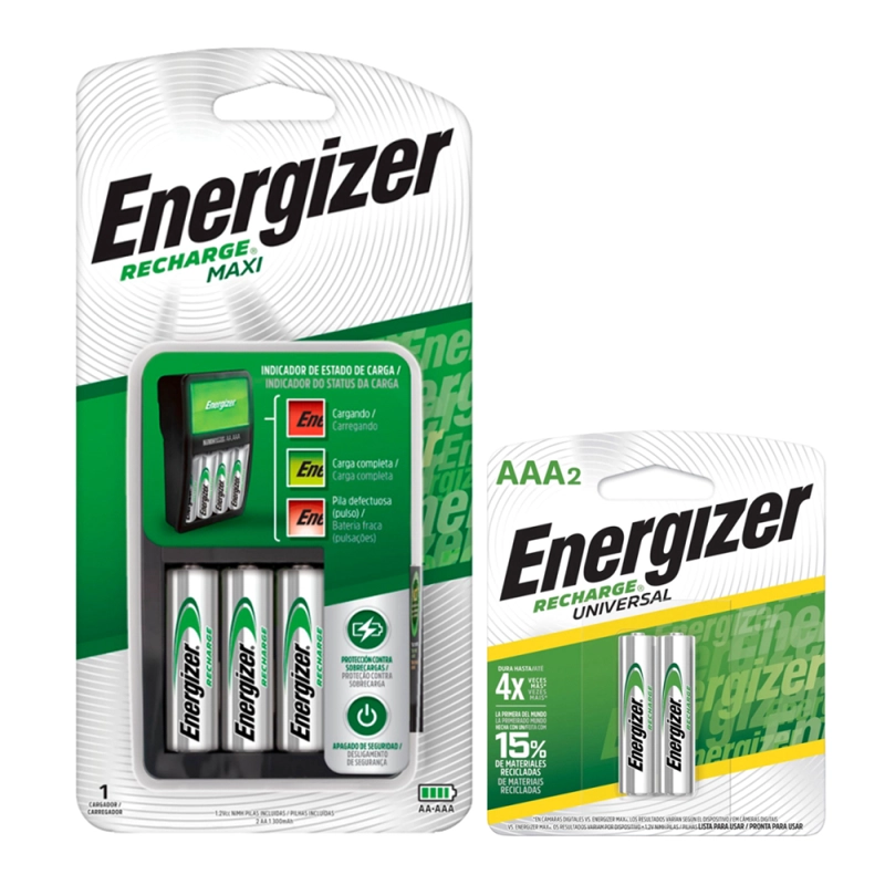 PACK CARGADOR MAXI ENERGIZER AA/AAA+PILA RECARGABLE AAAX2 - 1