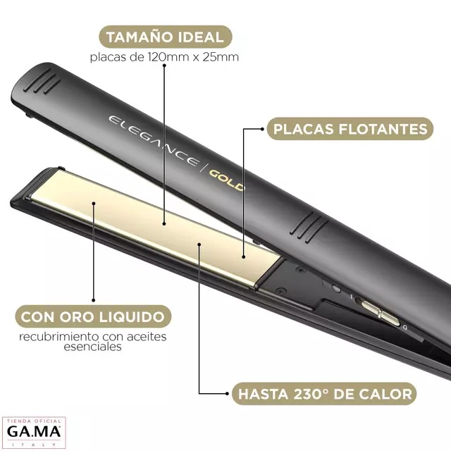 PLANCHA ALISADORA GAMA ELEGANCE GOLD ORO LIQUIDO - 4