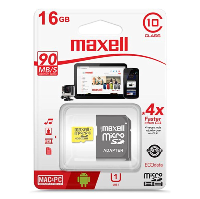 MICRO SDHC MAXELL 16GB CLASE 10 + ADAPTADOR / SUPERSTORE - 1