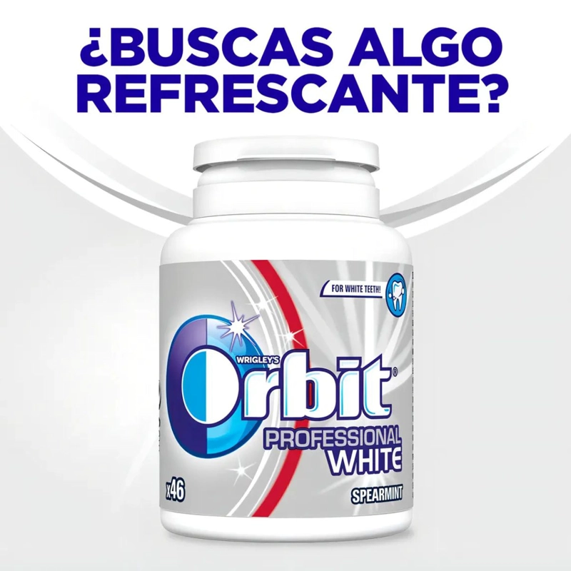 CHICLE ORBIT SIN AZUCAR PROFESSIONAL WHITE SPEARMINT 6X64 GR - 2