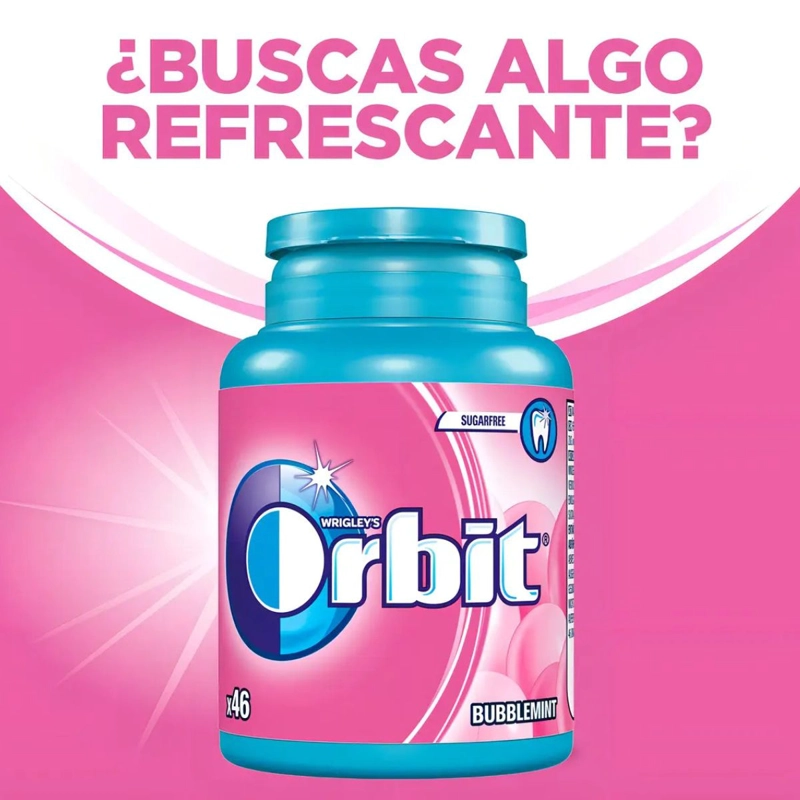 CHICLE ORBIT SIN AZUCAR PROFESSIONAL BUBBLEMINT 6X64 GRS - 2