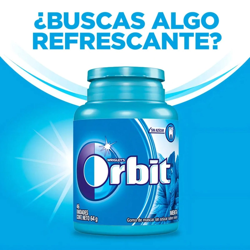 CHICLE ORBIT SIN AZUCAR PROFESSIONAL MENTA 6X64 GRS - 2