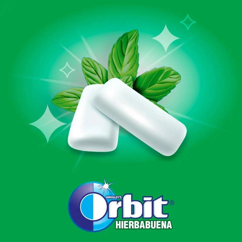 CHICLE ORBIT SIN AZUCAR PROFESSIONAL HIERBABUENA 6X64 GR - 3