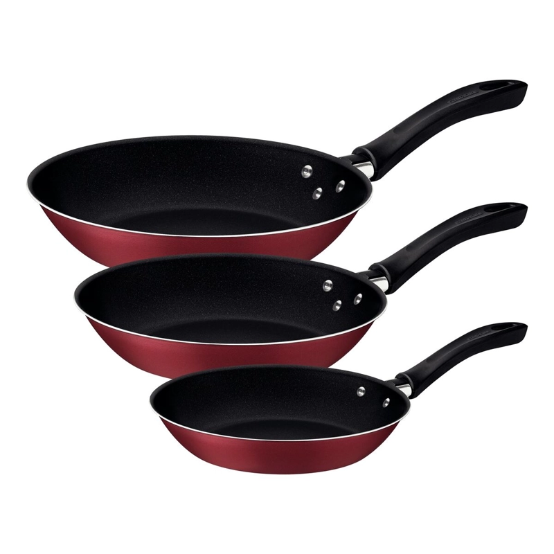 JUEGO DE SARTENES TRAMONTINA LINZ 3PZ STARFLON ROJO - 1