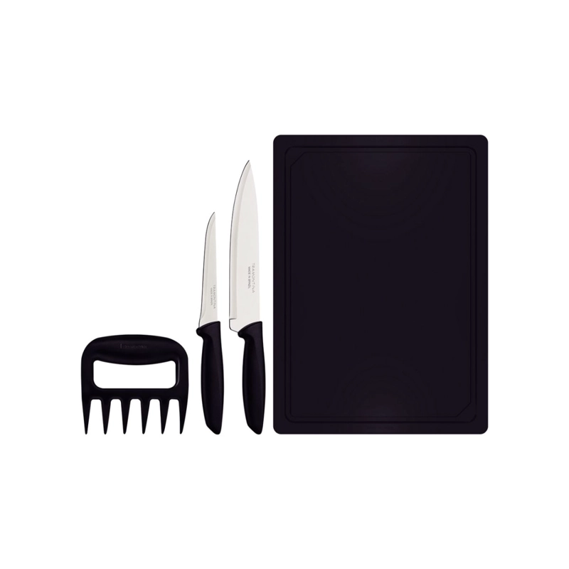 JUEGO PARA ASADO TRAMONTINA PLENUS 4 PIEZAS NEGRO - 1