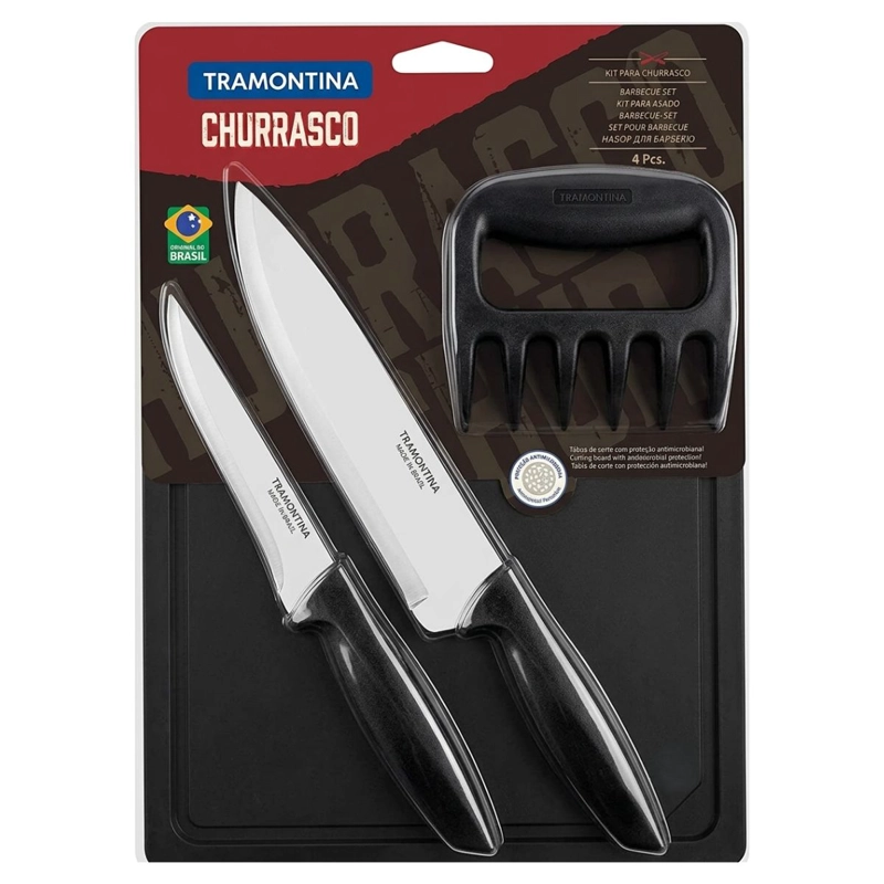 JUEGO PARA ASADO TRAMONTINA PLENUS 4 PIEZAS NEGRO - 2