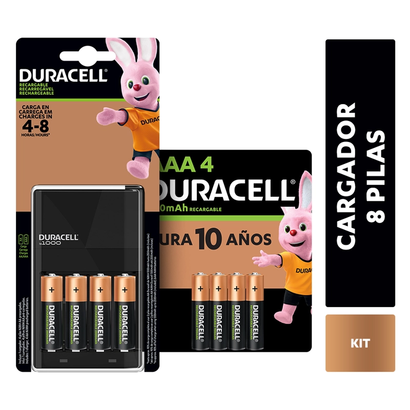 PACK CARGADOR DURACELL +4 PILAS AA +4 PILAS AAA RECARGABLES - 1